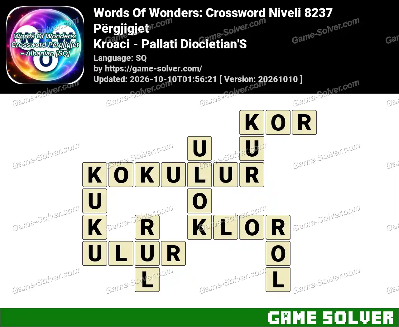 Words Of Wonders: Crossword Niveli 8237 Përgjigjet – Kroaci – Pallati Diocletian’S